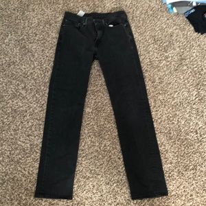 Levi's distressed black slim straight jeans